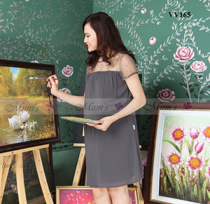 Voan ghi pha lưới đính hạt - VV165