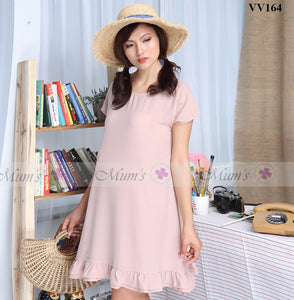 Váy voan nude bèo gấu 2 tầng - VV164