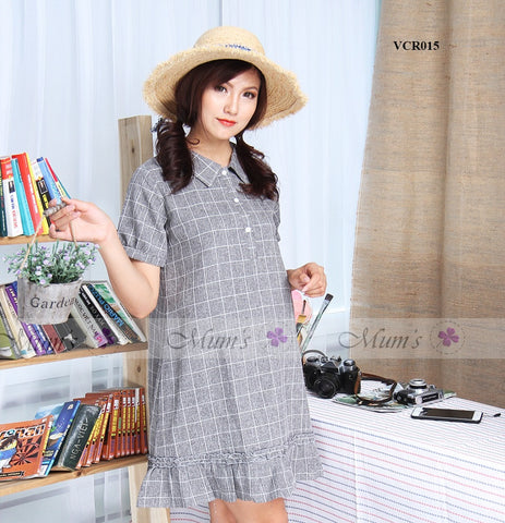 Váy kẻ caro ghi bèo gấu cổ đức - VCR015